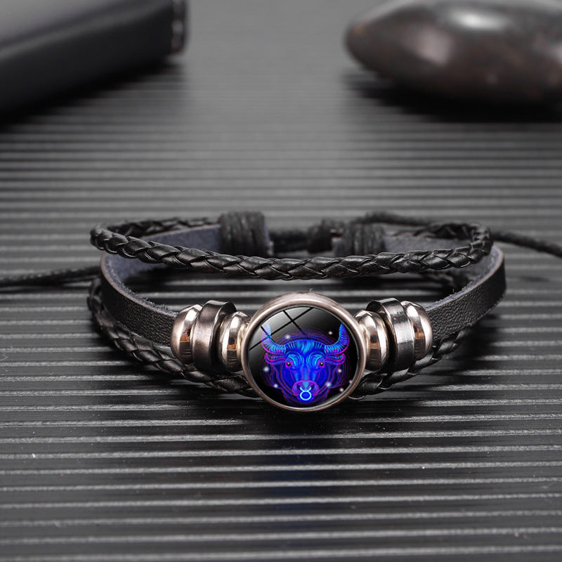 K 12 Zodiac Constellation Bracelet Luminous Braided Design Bracelet For Men Women Kids