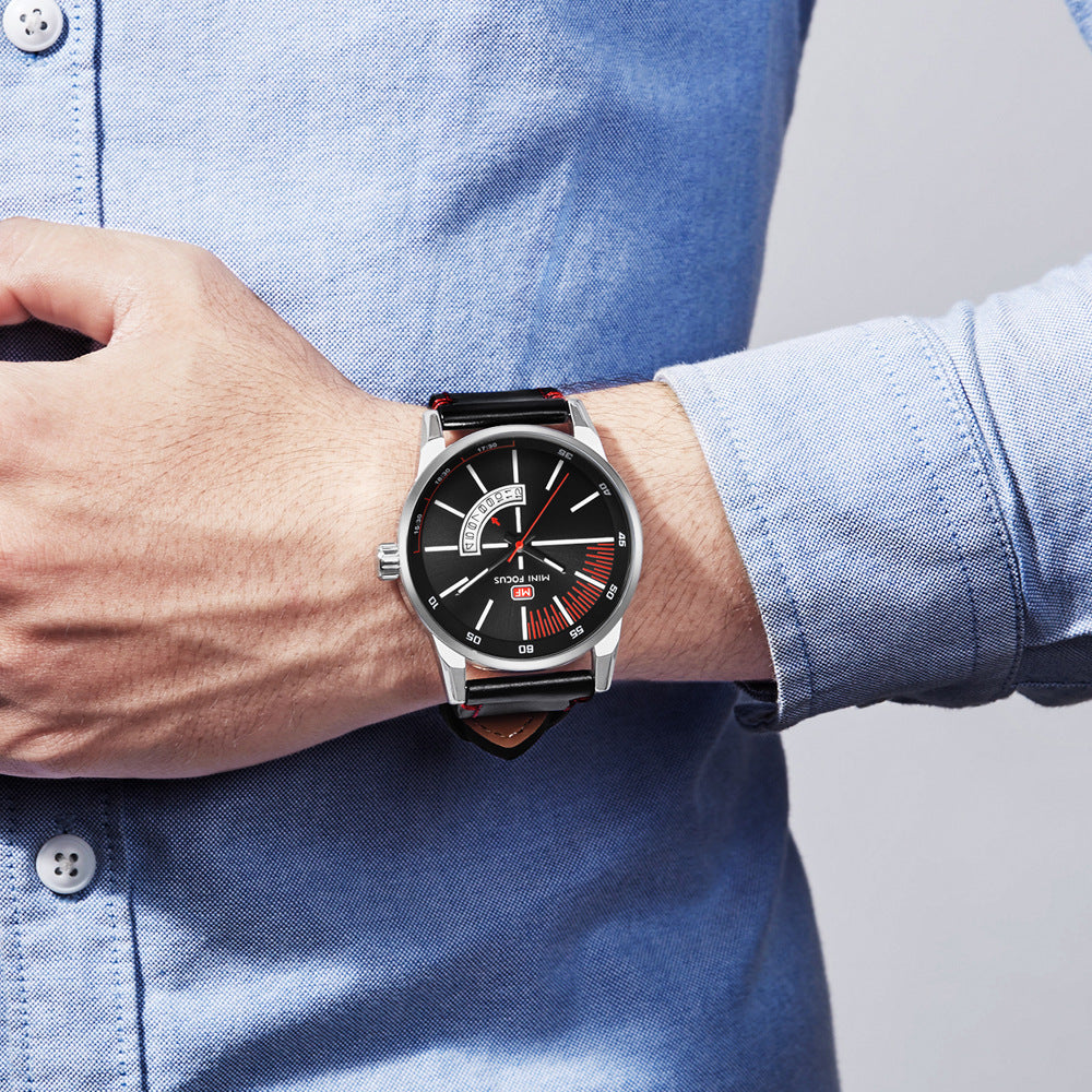 K Mens Sports Watch With Calendar Luminous Display Waterproof And Genuine Leather Strap