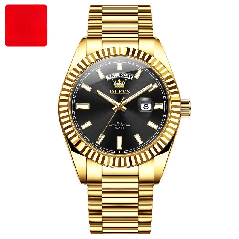 K Luminous Waterproof Business Steel Belt Wrist Watch