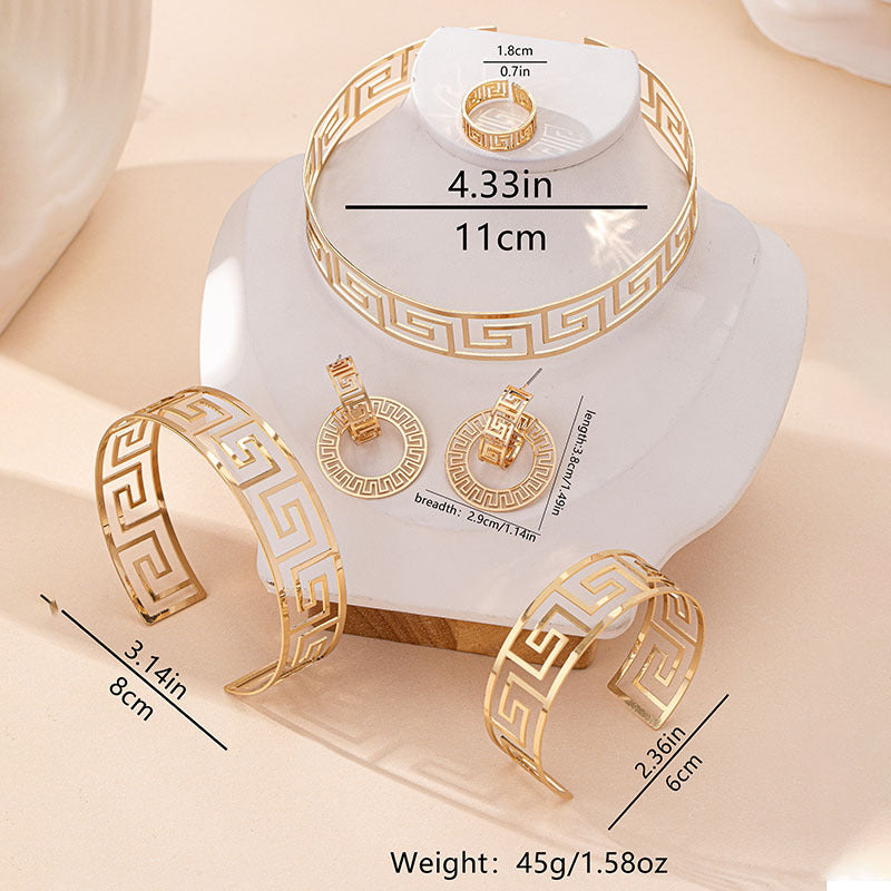K Geometric Loop Collar Earrings Ring Bracelet