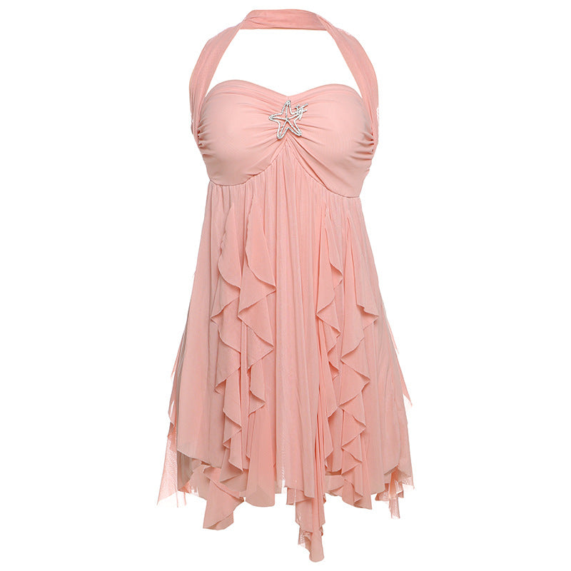 K Ins Halter Neck Backless Dress Summer Sexy