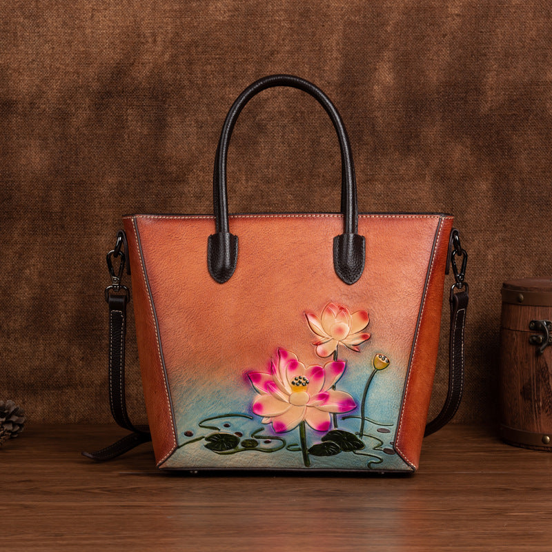 K Retro Women's First-Layer Cowhide Handbag