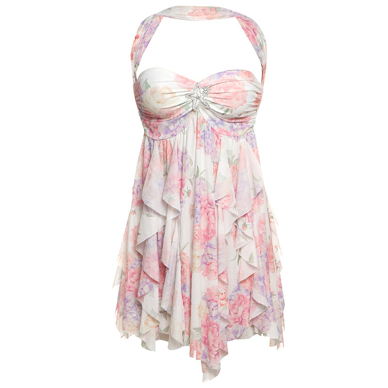 K Ins Halter Neck Backless Dress Summer Sexy