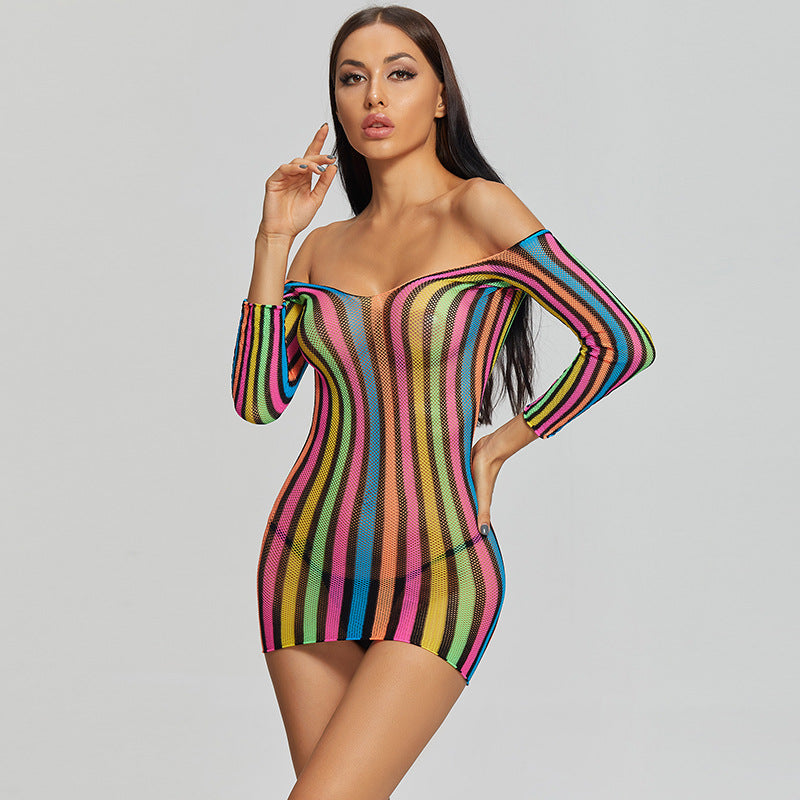 K Colorful Long Sleeve Hip Pack One Piece Mesh