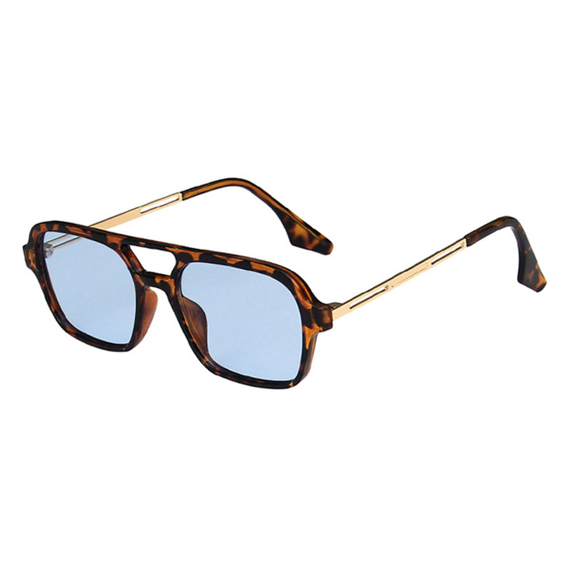 K Vintage Double Bridge Cutout Square Sunglasses