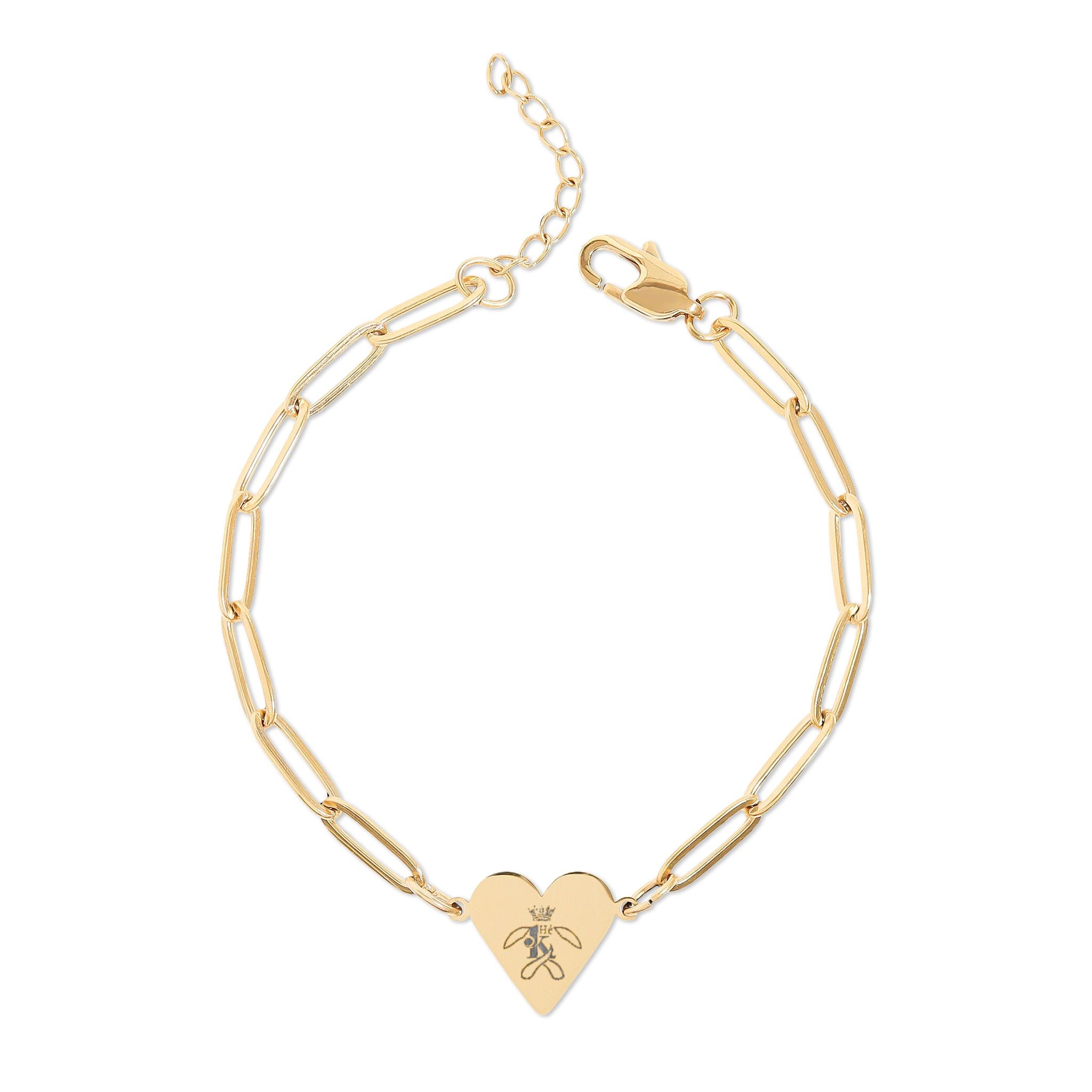 K Paperclip Heart Bracelet (Engraving) M1W