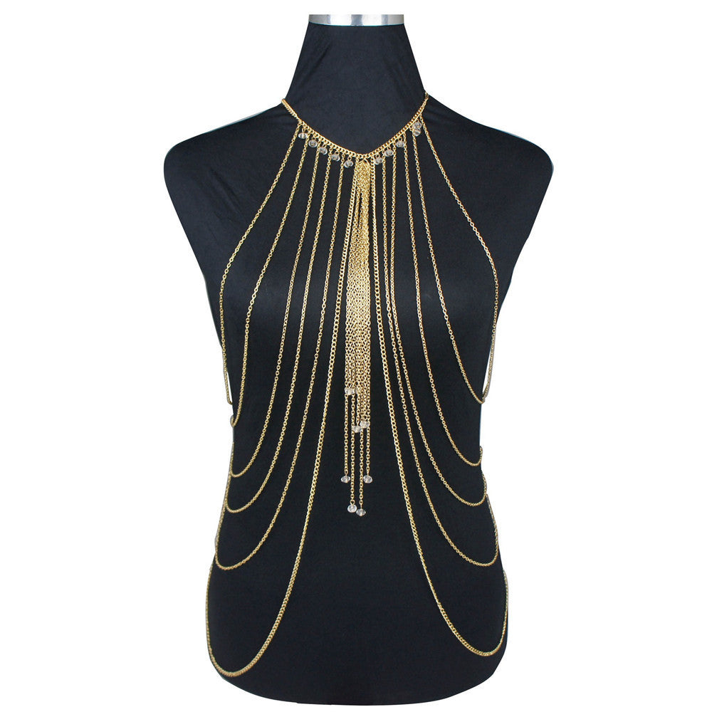 K Crystal Multi-layer Tassel Long Necklace Body Chains