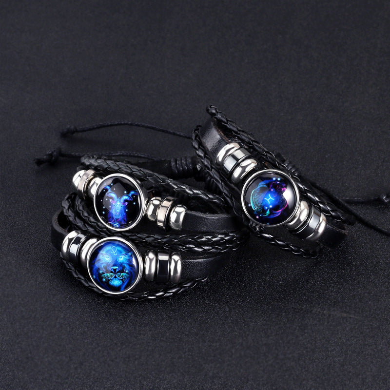 K 12 Zodiac Constellation Bracelet Luminous Braided Design Bracelet For Men Women Kids
