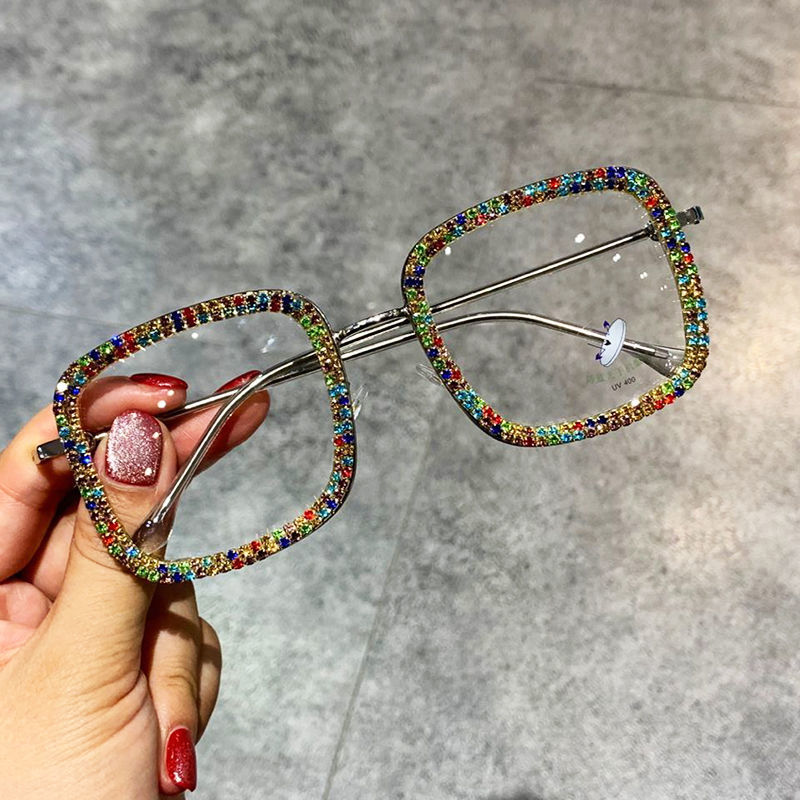 K Korean Fashion Trendy Square Diamond-studded Glasses