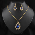 K Double Drop Crystal Set Necklace Earrings