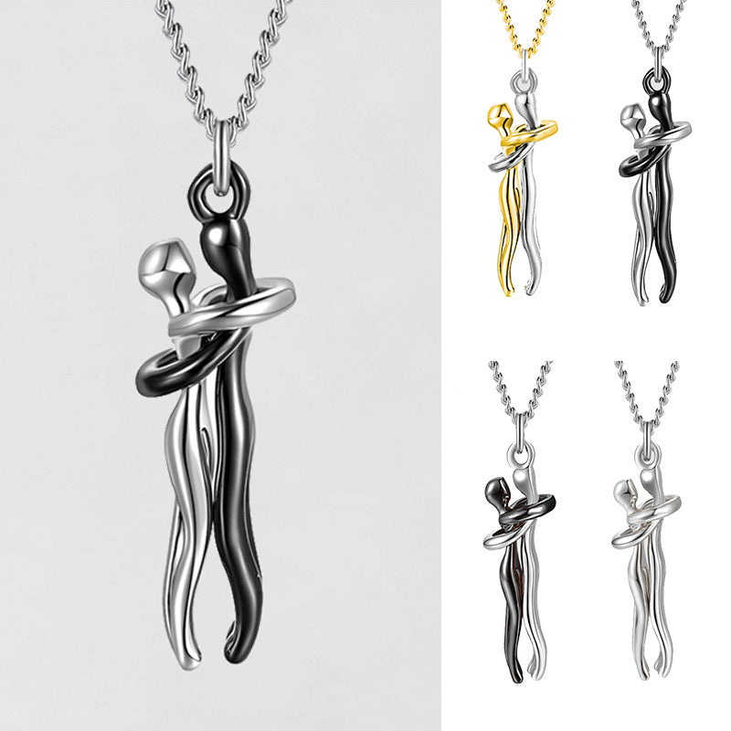 K Love Hug Necklace Unisex Men Women Couple