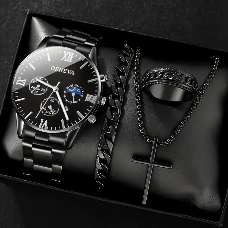 K Business-Style Sophisticated Watch Set For Men