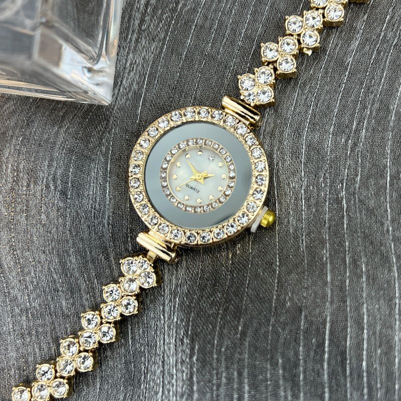 K Diamond-encrusted Glass Rhinestone Women's Quartz Watch