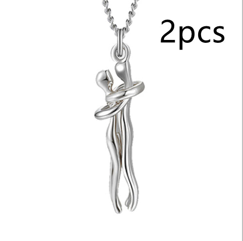K Love Hug Necklace Unisex Men Women Couple