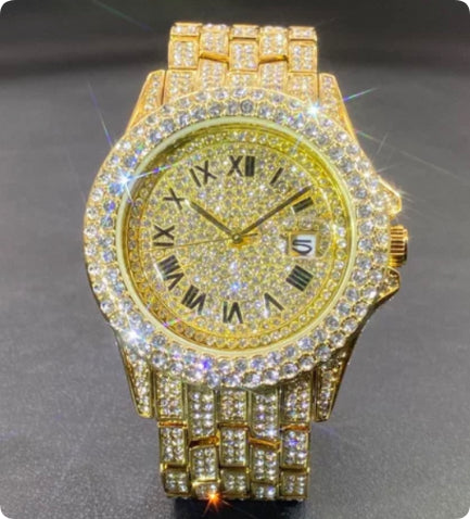 K Full Diamond High End Calendar Men's Quartz Watch Gentlemen's Watch