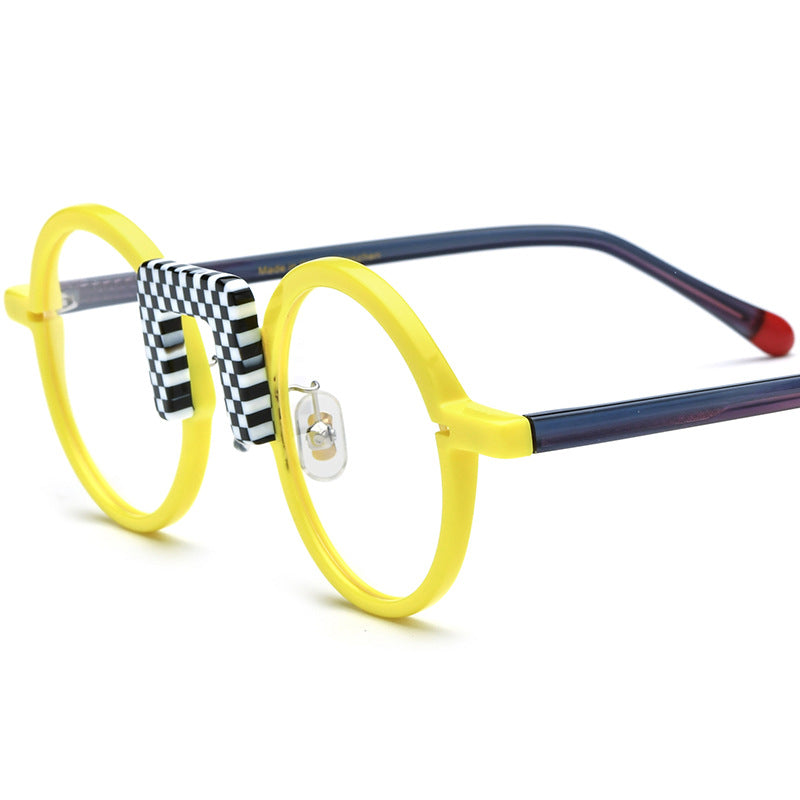 K Multi-color Mixed Material Round Sheet Eyeglass Frame Unisex Glasses