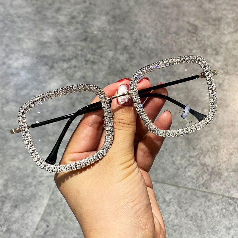 K Korean Fashion Trendy Square Diamond-studded Glasses