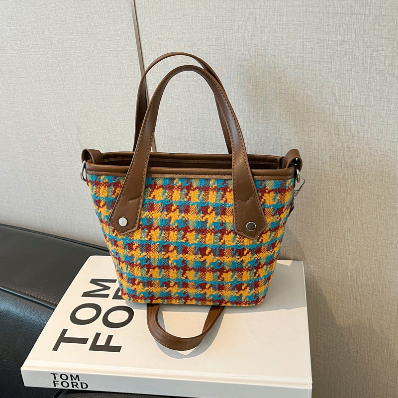 K Large-capacity Fashionable Plaid Tote Bag