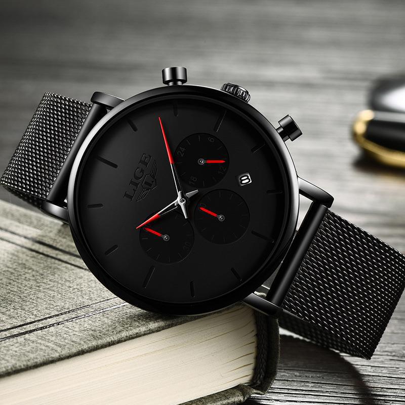 K Mesh-Strap Multifunctional Water-Resistant Quartz Watch