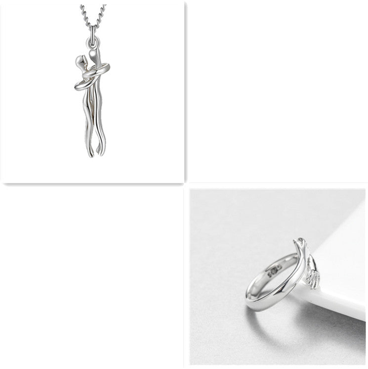 K Love Hug Necklace Unisex Men Women Couple