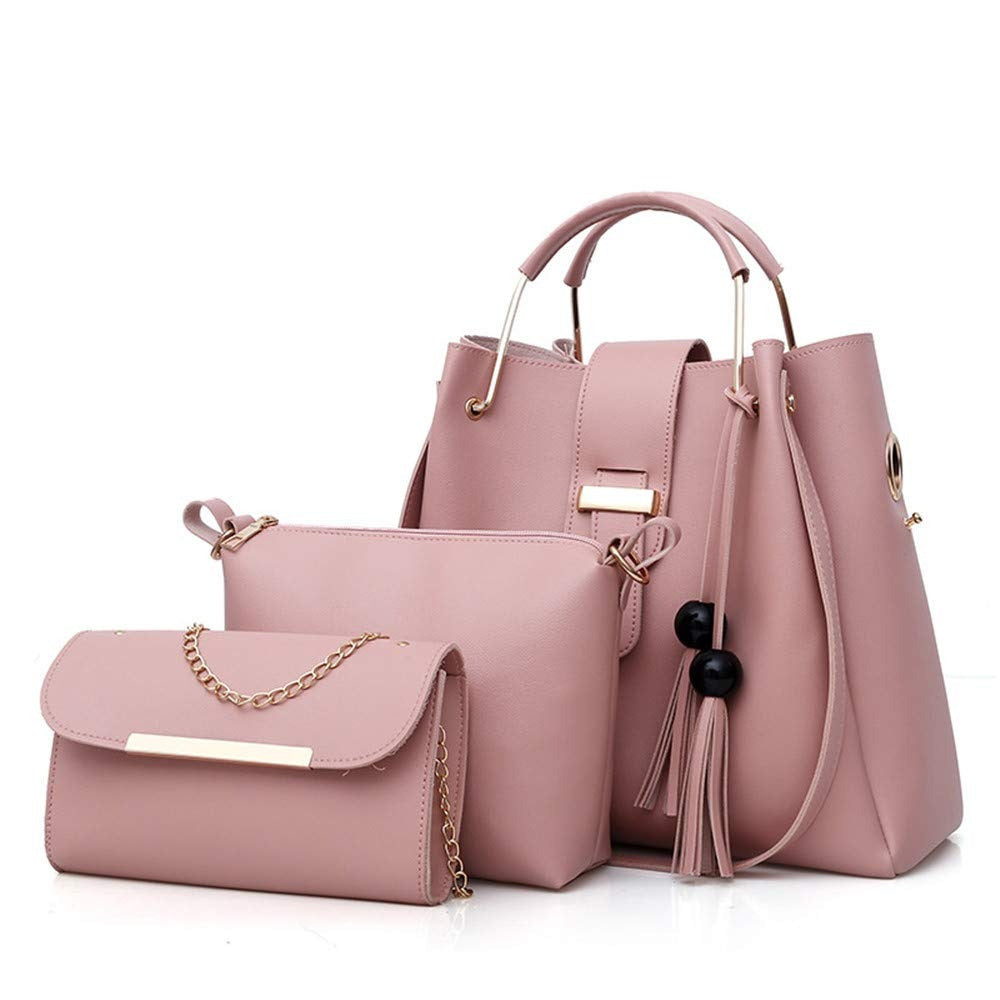 K Womens Purse And Handbag 3Pcs Bag Set Tassel Tote Clutch Satchel Top Handle Shoulder Bag