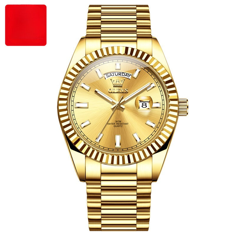 K Luminous Waterproof Business Steel Belt Wrist Watch