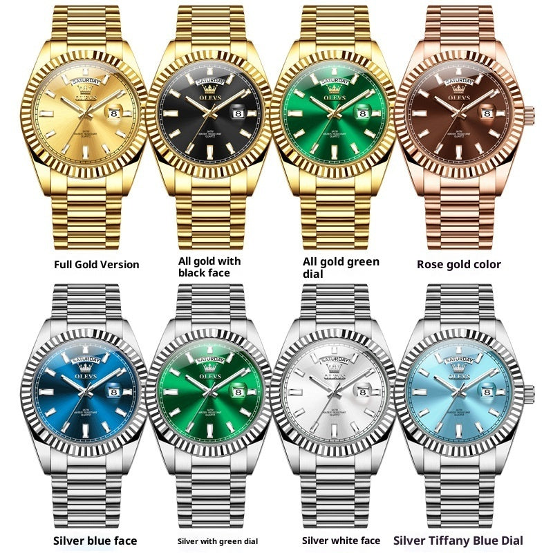 K Luminous Waterproof Business Steel Belt Wrist Watch