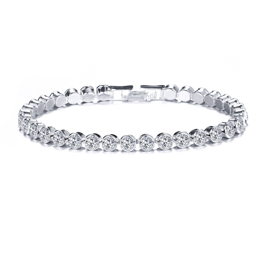 K Full Diamond Single Row Bracelet Roman Crystal