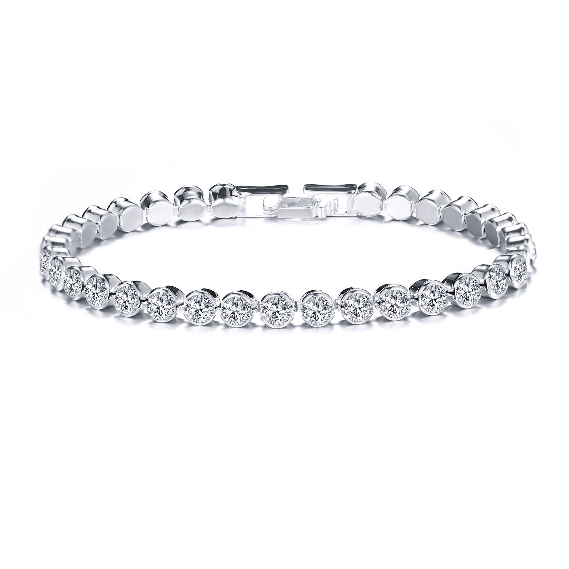 K Full Diamond Single Row Bracelet Roman Crystal