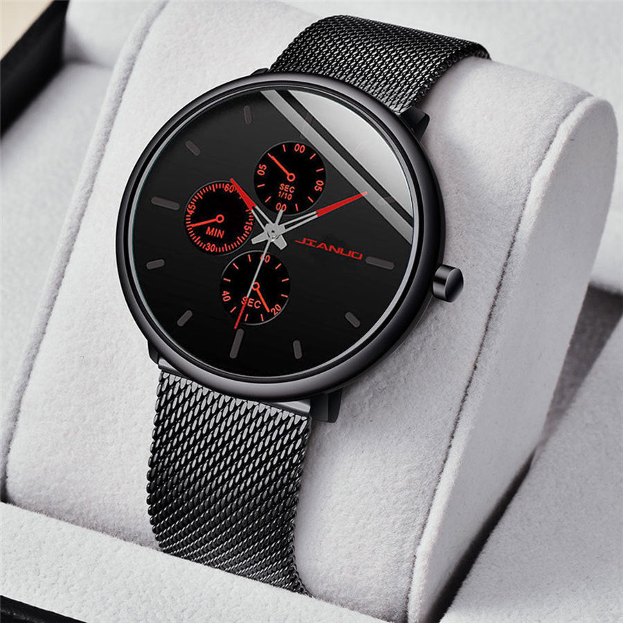K Men's Mesh-band Quartz Casual Business Luminous Watch