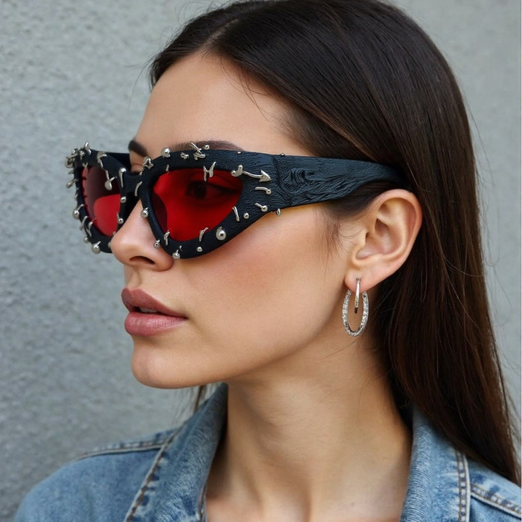 K Punk Decorative Rivets Trend Street Snap Glasses