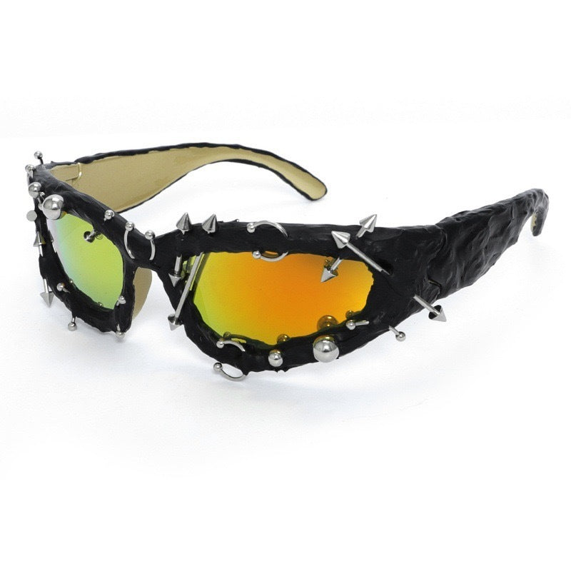 K Punk Decorative Rivets Trend Street Snap Glasses
