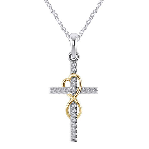 K Alloy Pendant With Diamond And Eight-character Cross Necklace
