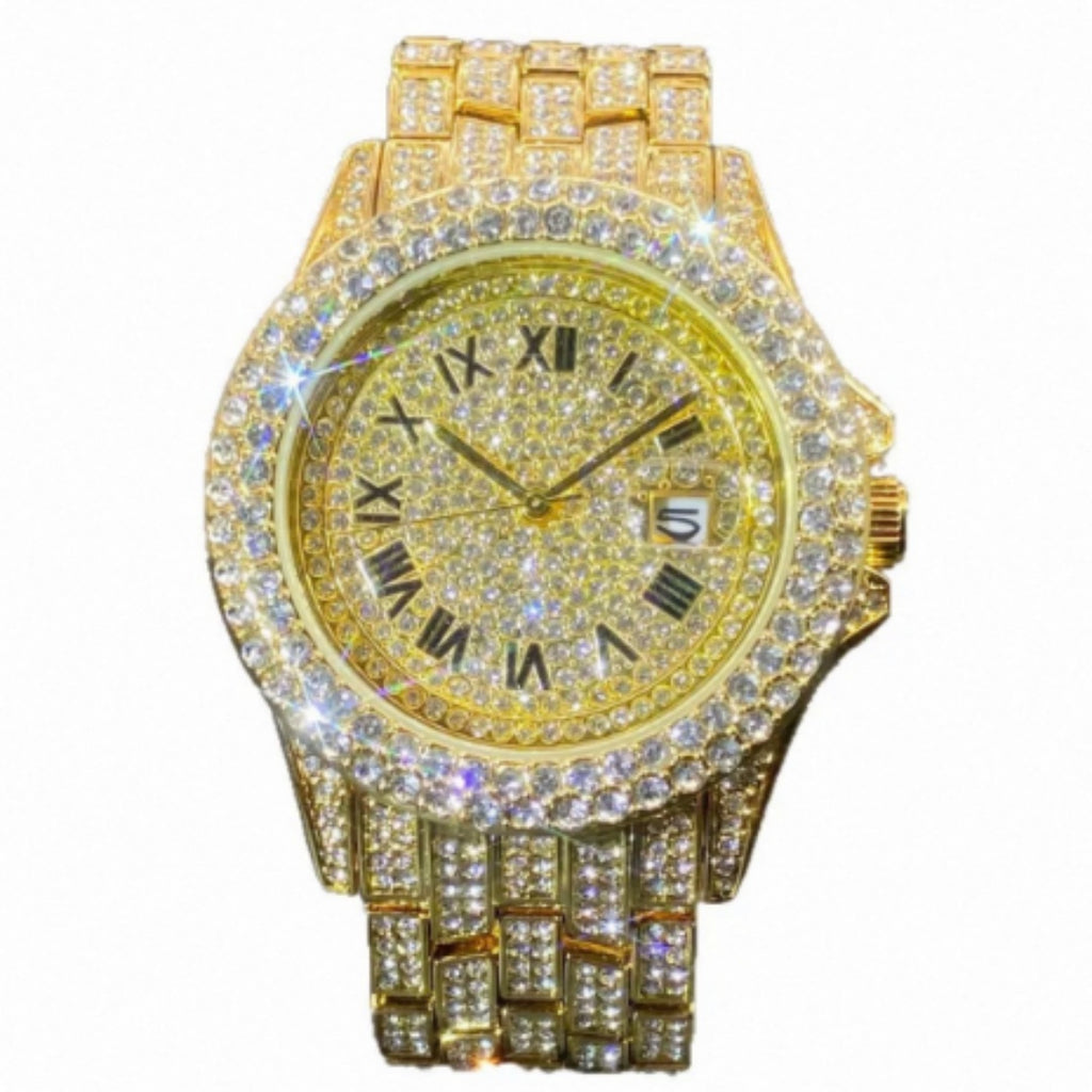 K Full Diamond High End Calendar Men's Quartz Watch Gentlemen's Watch