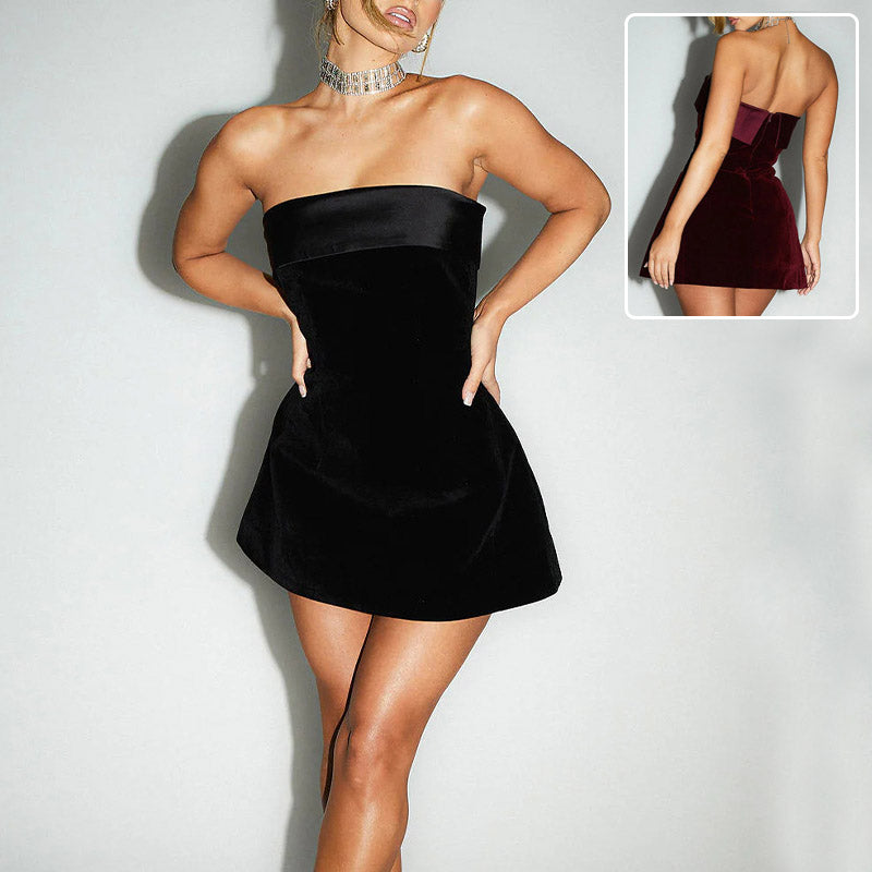 K Slim Tube-top Dress Fashion Zipper A-line