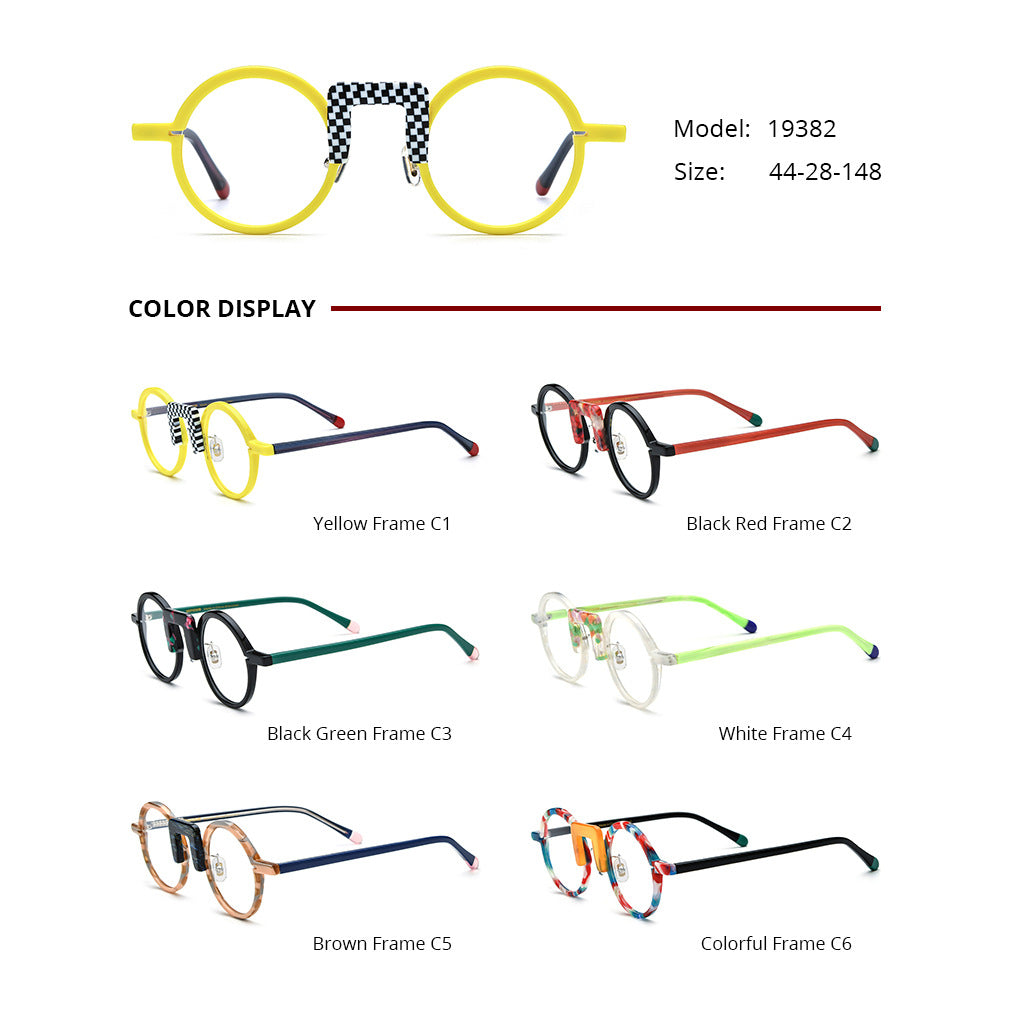 K Multi-color Mixed Material Round Sheet Eyeglass Frame Unisex Glasses