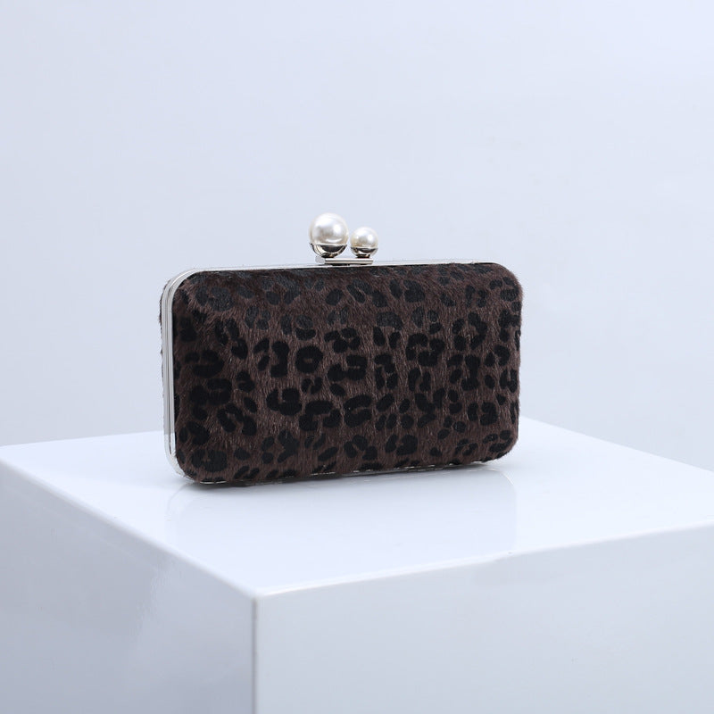 K Classic Cross-Border EuropeanAmerican Leopard-Print Fashionable Shoulder Clutch Bag