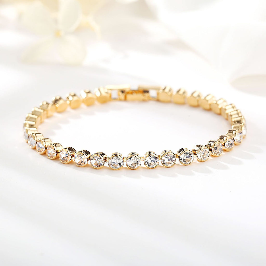 K Full Diamond Single Row Bracelet Roman Crystal