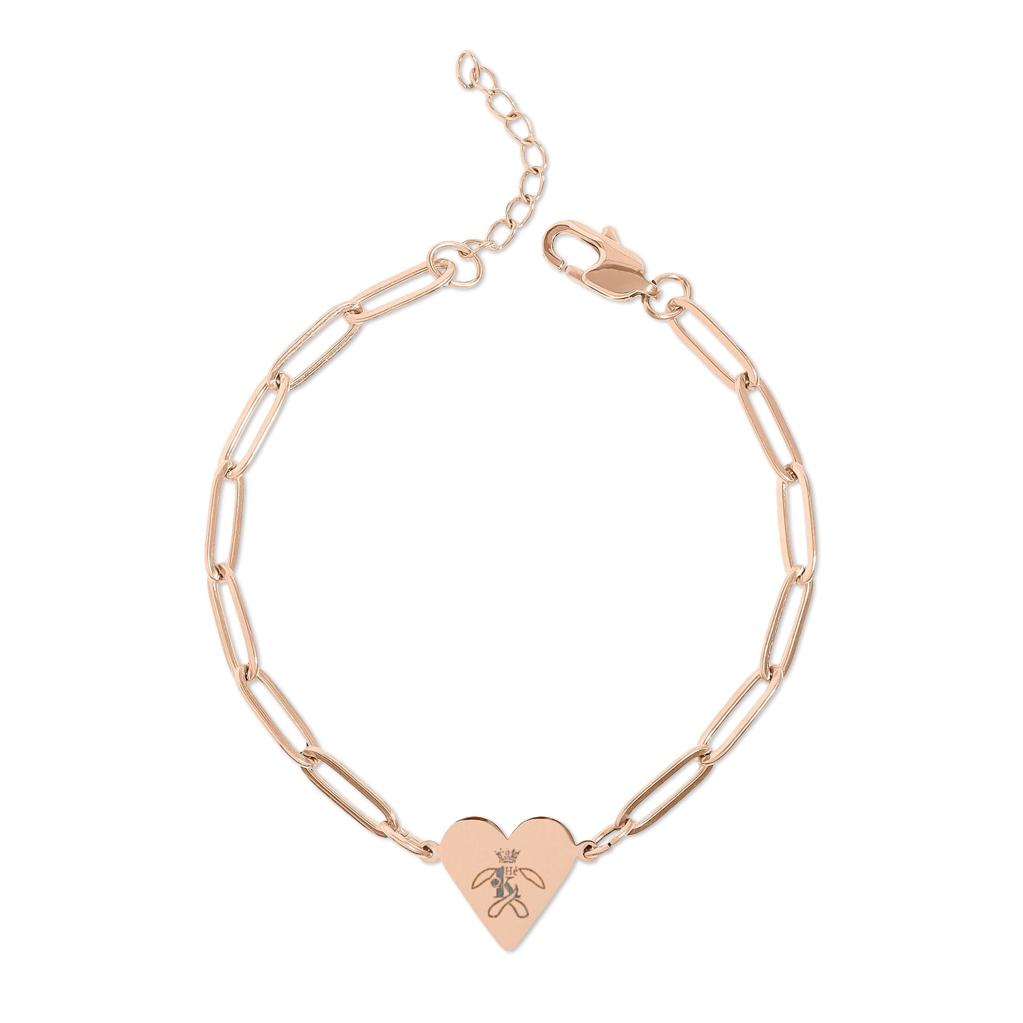 K Paperclip Heart Bracelet (Engraving) M1W