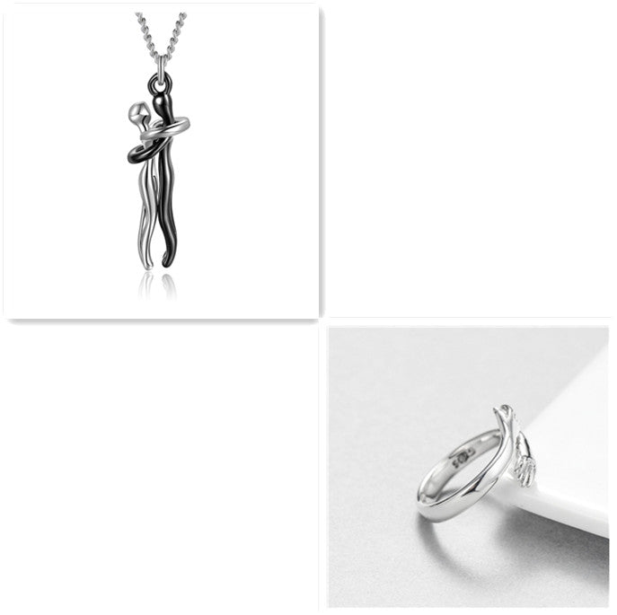 K Love Hug Necklace Unisex Men Women Couple