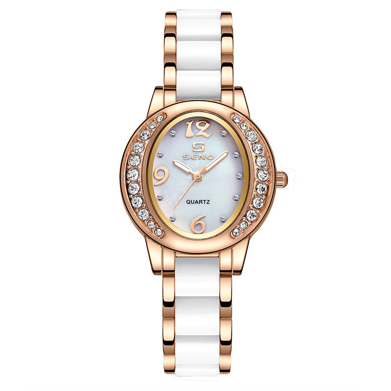 K Diamond Encrusted Waterproof Quartz Timepiece With A Luminous Dial