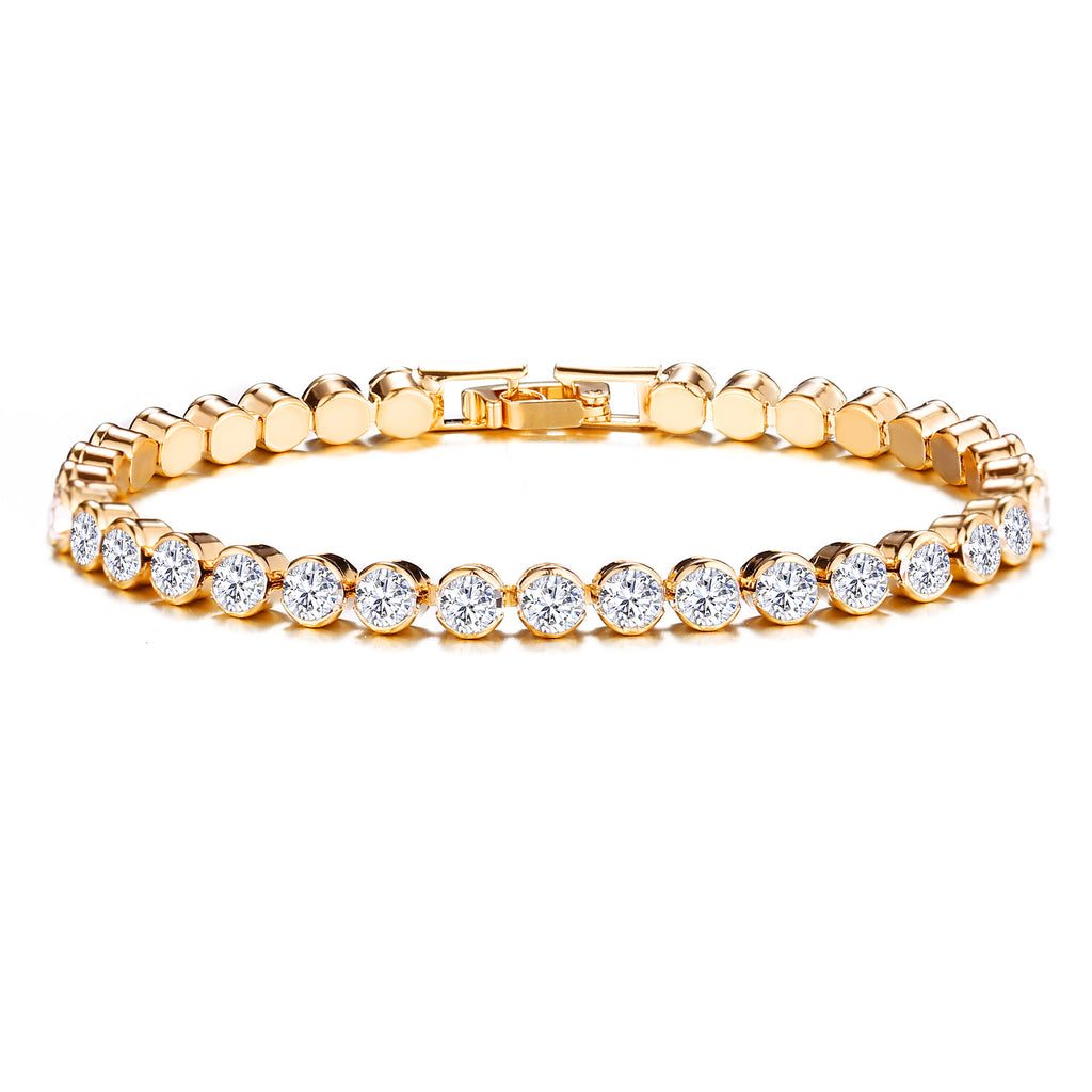 K Full Diamond Single Row Bracelet Roman Crystal