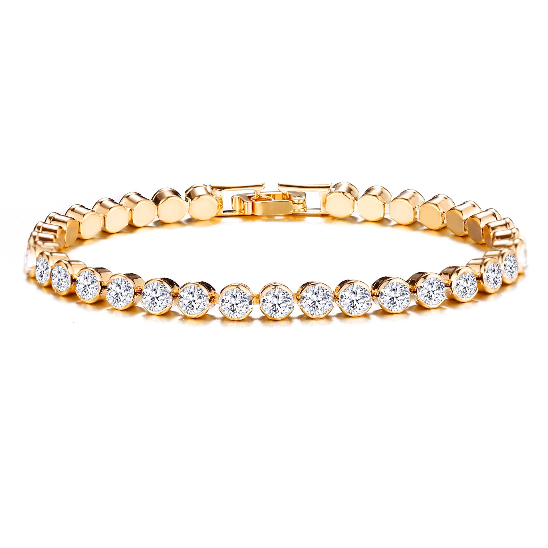 K Full Diamond Single Row Bracelet Roman Crystal