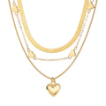 K Retro Geometric Heart-Shaped Fashionable Metal Multi-Layer Necklace For Women