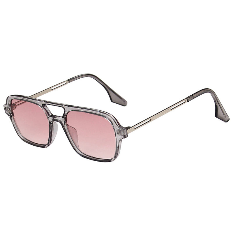 K Vintage Double Bridge Cutout Square Sunglasses