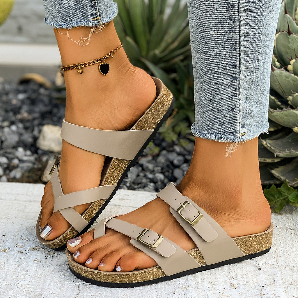 K Double Row Buckle Open Toe