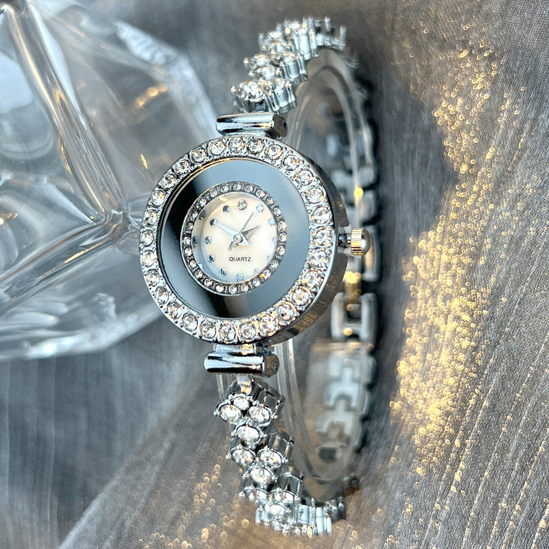 K Diamond-encrusted Glass Rhinestone Women's Quartz Watch