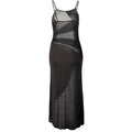 K Mesh See-through Slit Suspender Maxi Dress
