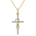 K Alloy Pendant With Diamond And Eight-character Cross Necklace