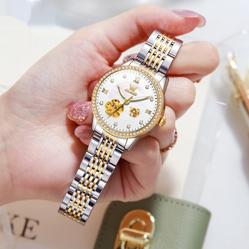 K Hollow Mechanical Watch Women's Steel Belt Waterproof